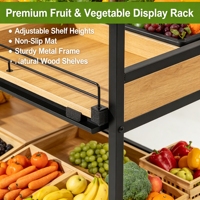 Étagère de présentation de fruits et légumes à 3 niveaux Boxue pour supermarché, gondole métallique robuste pour produits frais, rayonnage pour magasin d'alimentation