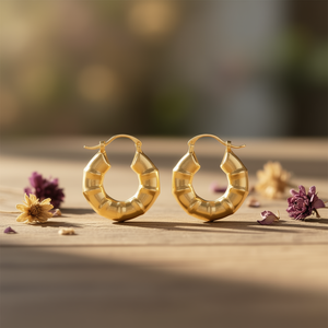 Orecchini a Cerchio Geometrici Trendy Placcati Oro 18K in Lega di Zinco, Gioielli Unisex alla Moda Stile Champagne Bianco - Product Image 2