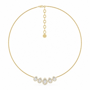 Custom Lab Grown Diamond Pear Cut Halo Necklace 14K 18K Gold Fine Jewelry OEM ODM Manufacturer Factory for Bridal <b>Wedding</b> - Product Image 2