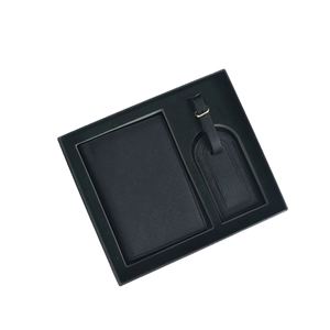 Juego de Regalo de Porta Pasaportes de Cuero PU Hecho a Mano con Logotipo Personalizado en Relieve y Etiqueta para Equipaje, Diseño Moderno, Caja de Regalo para Viajes Familiares - Product Image 4