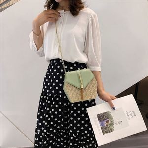 Bolso de Hombro Mini de Paja Sintética PP para Mujer, con Cadena Metálica, en Oferta - Product Image 5