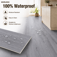 MORLENX Wasserdichter Silbergrauer SPC-Bodenbelag Holzoptik Starrer Kern Klick-Vinylplanken Umweltfreundlich für Wohnungen und Küchen