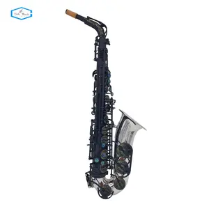 OEM/ODM Profesional Matte Warna Hitam Tubuh Perak Bel Alto Saksofon