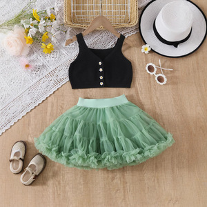 NOVEDAD DE VERANO 2025, traje de falda tutú de princesa bonita <span class=keywords><strong>para</strong></span> mujer, Chaleco de punto Floral transfronterizo europeo americano, chaleco informal de encaje <span class=keywords><strong>para</strong></span> niños - Product Image 4