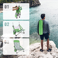 Chaise de plage pliante d'extérieur Chaise pliante portable avec porte-gobelet et sac fourre-tout Léger et portable