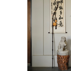 Canne de marche en bambou naturel, canne de savant inspirée de Su Dongpo, antidérapante, avec une gourde. - Product Image 2