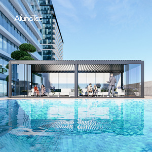 Alunotec pergo-eco tự làm không thấm nước bioclimatic mái hiên che không thấm nước Louvre mái louver <span class=keywords><strong>gazebo</strong></span> ngoài trời nhôm pergola - Product Image 5