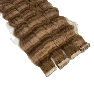 100% Raw Human Hair Color Brown Single Donor Super Double Drawn Flat <b>Tip</b> Tape Clip In <b>Extensions</b> Virgin Hair <b>Extension</b> Bundle - Product Image 3