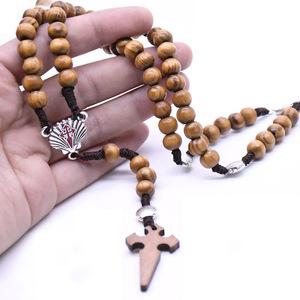 Collier de prière en bois avec pendentif croix pour usage religieux, cadeau - Product Image 2