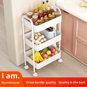 Carrito de Almacenamiento Móvil para Cocina, Organizador de Frutas <span class=keywords><strong>y</strong></span> Verduras con Barandilla <span class=keywords><strong>Alta</strong></span>, Carrito Rodante que Ahorra Espacio - Product Image 5