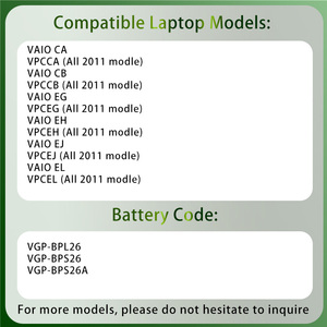 Batería Nueva para Portátil VGP-BPL26 VGP-BPS26 VGP-<span class=keywords><strong>BPS26A</strong></span> Compatible con Sony VAIO CA CB EG EH EJ EL VPCCA VPCCB VPCEG VPCEH VPCEJ Series - Product Image 2