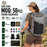Sac à dos vintage en nylon imperméable unisexe à enroulement pour la randonnée, le trekking et les sports de plein air