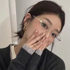 Lunettes de soleil ovales vintage en métal avec logo personnalisé 2025, UV400, demi-monture, style œil de chat, pour hommes et femmes - Product Image 5