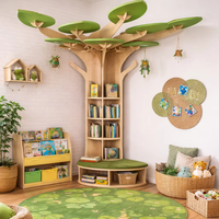 Estantería de Madera Montessori con Rincón de Lectura para Guardería, Preescolar, Jardín de Infancia, Muebles para Aula