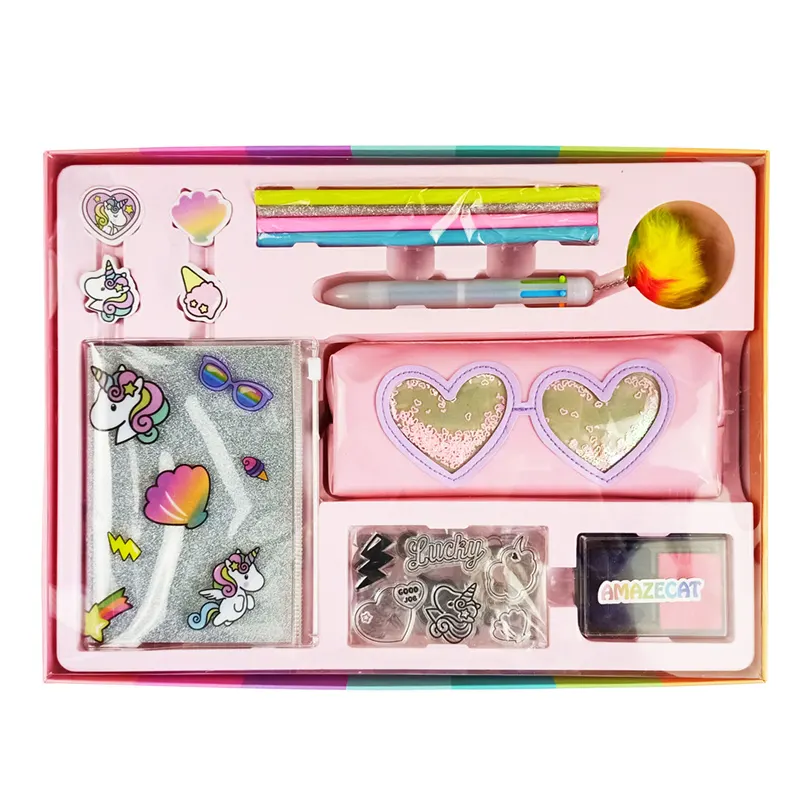 Rifornimenti di arte Kit scuola confezione regalo astuccio per le matite necessario timbro per appunti nastro decorativo articoli di cancelleria per studenti di ufficio per bambini