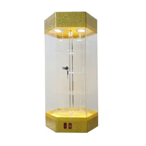 Livre de pé LEVOU rotativo exibir jóias vitrine de acrílico com diodo emissor de luz para a loja de jóias