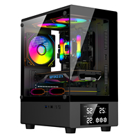 ESGAMING New Design Tempered Glass Mid Tower Computer Cases & Towers Gaming Micro Vertical ATX ITX Pc Case With Lcd Display