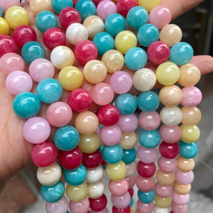 ลูกปัดหินออนิกซ์สีน้ำผึ้งหลากสีทรงกลม ร้อยเป็นเส้น ลูกปัดหยกเปอร์เซียสีเหลืองสวยงาม คุณภาพเยี่ยม ร้อยเป็นเส้นยาว 38 ซม. - Product Image 2