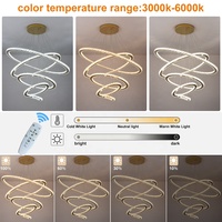 Lustre moderne minimaliste en acier inoxydable à 5 anneaux et suspension en cristal à LED pour villa, salon, salle à manger, chambre à coucher