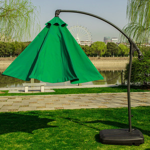 Outdoor Courtyard Umbrella 3M Banana Shape Manual Tilt Garden Patio Use Wine Red Iron Ribs - Product Image 4