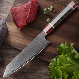 Dao chặt thịt, dao đầu bếp bằng thép Damascus 67 lớp IOKO, cán nhựa đỏ, dao Santoku, dao đầu bếp dùng trong nhà bếp - Product Image 1