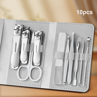 Ensemble de manucure et pédicure professionnel en acier inoxydable blanc, 10 pièces, durable, kit de soins personnels de voyage, pour cadeaux de mariage et invités