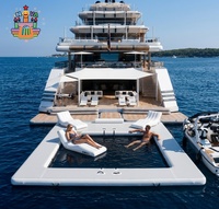Plateforme flottante modulaire gonflable de luxe avec piscine marine et quai pour jet ski pour extension de yacht