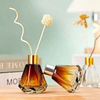 Diffuseur d'aromathérapie de luxe 60 ml vide en forme de diamant, dégradé marron transparent, articles décoratifs pour la maison, flacon en verre pour parfum