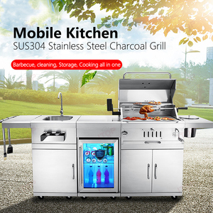 Barbecue au charbon de bois robuste pour cuisine extérieure, portable avec réfrigérateur, idéal pour les journées en famille et les fêtes - Modèle IT-7018 (Barbecue à gaz inclus) - Product Image 3