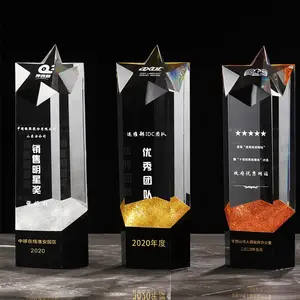 Kristallen Trofee Kristal Glas Award Aangepaste Logo Ster Glas Plaque Trofee Voor Winnaars Beste Fabrikant Kristallen Trofee