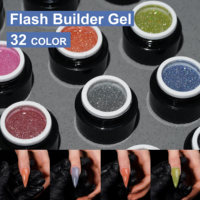 ICE NOVA Flash Builder 32 couleurs avec paillettes, gel de modelage rapide et fort, pour extension et renforcement des ongles, personnalisable OEM ODM