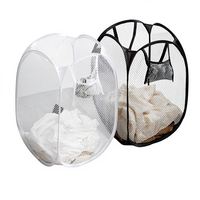 Panier de rangement pour vêtements sales en maille de polyester pliable de grande capacité avec forme ovale