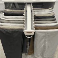 Porte-pantalons coulissant en aluminium amovible avec rail à triple amortisseur, installation facile, style moderne, montage mural