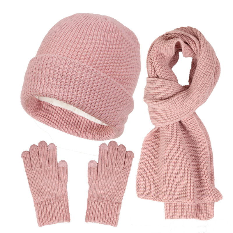 Winter Knit Hat Beanie Long Scarf Touchscreen Gloves Set display picture 2