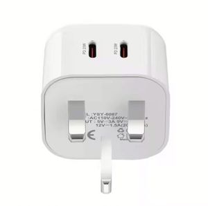 PD Charger Block UK Socket Dual Type C Charger 20W 40W Phone Charger <b>USB</b>-C Power Adapter for Mobile Phone - Product Image 3