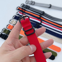 Bracelet de montre en nylon à cinq anneaux avec boucle ronde épaissie 18 20 22 24mm Matériau de la boucle en acier inoxydable en toile tissée
