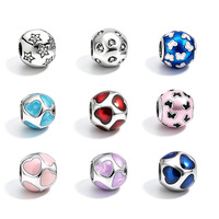 Perles en acier inoxydable, pendentif cœur émaillé, accessoires DIY pour bracelet et collier