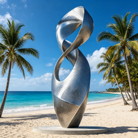Custom Stainless Steel Sculpture Outdoor Metal Art Hollow Cutout Modern Abstract for City Plaza Landscape Decoration Project