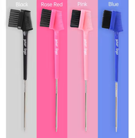 3 1 Brosse de contrôle des bords Logo personnalisé Compact Pintail Peigne à sourcils double face Outils de cheveux en nylon pour perruque à dentelle Bord de cheveux de bébé