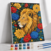 Peinture à l'huile moderne avec numéros, motif lion, sur toile 40x50cm, kit d'art pour adultes, décoration murale et pinceaux