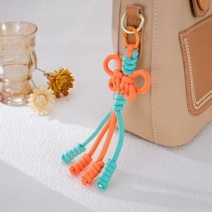 Customized Colorful Strap Braided Butterfly Bag Charms Women Fashion Summer Beach Holiday Accessories Girls Lucky Car <b>Key</b> <b>Chain</b> - Product Image 1