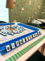 Jeu de Mahjong de Luxe Américain Thème Lac d'Été en Acrylique Portable avec Motifs Costiers Ludiques pour le Divertissement à Domicile