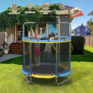 Mini <span class=keywords><strong>trampoline</strong></span> GUINGFUN 59 pouces en acier au carbone avec filet <span class=keywords><strong>de</strong></span> sécurité, barre <span class=keywords><strong>de</strong></span> gymnastique réglable, <span class=keywords><strong>pour</strong></span> enfants, utilisation intérieure/extérieure, cadeau d'anniversaire <span class=keywords><strong>pour</strong></span> garçons et filles - Product Image 4
