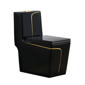 Màu đen sàn gắn gốm sứ vệ sinh phù hợp với lưu vực nhà vệ sinh đặt phòng tắm bệ bồn rửa một mảnh nhà vệ sinh commode - Product Image 2