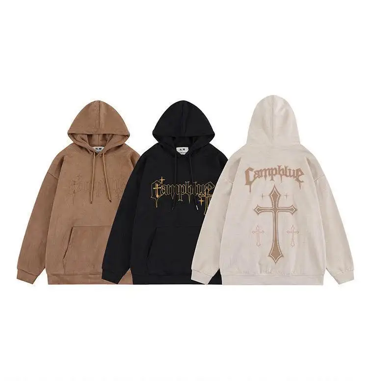 Hip Hop Plain Custom Design Color Patchwork Patches Embroidery Hoodie