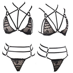 Completo Intimo Sexy in Pizzo con Reggicalze in Rete Traspirante Floreale Trasparente Senza Cuciture per la Notte di Nozze Autunnale N0106 - Product Image 4