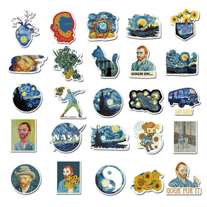40Pcs Van Gogh Works adesivi per pittura a olio etichetta decorativa per bagagli Laptop chitarra Notebook Skateboard PVC adesivo impermeabile - Product Image 5