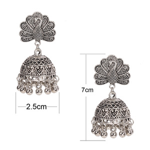 Boucles d'oreilles pendantes paon vintage bohème, plaqué or antique, bijoux de fête pour femme, en alliage, tendance - Product Image 3