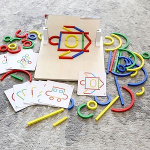 Education Brain Teaser with Challenges Cards Logic Thinking <b>Tabletop</b> Toy for Boys Girls <b>Mirror</b> Image Puzzle Blocks - Product Image 3