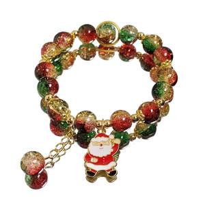 Pulsera Unisex con Dijes de Bastón Navideño y Cuentas de Piedra Natural de Santa Claus, Tamaño Ajustable, Regalo Perfecto - Product Image 3